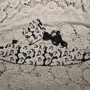 Black and White Cartoon Print Dog Bandana and Bow Set